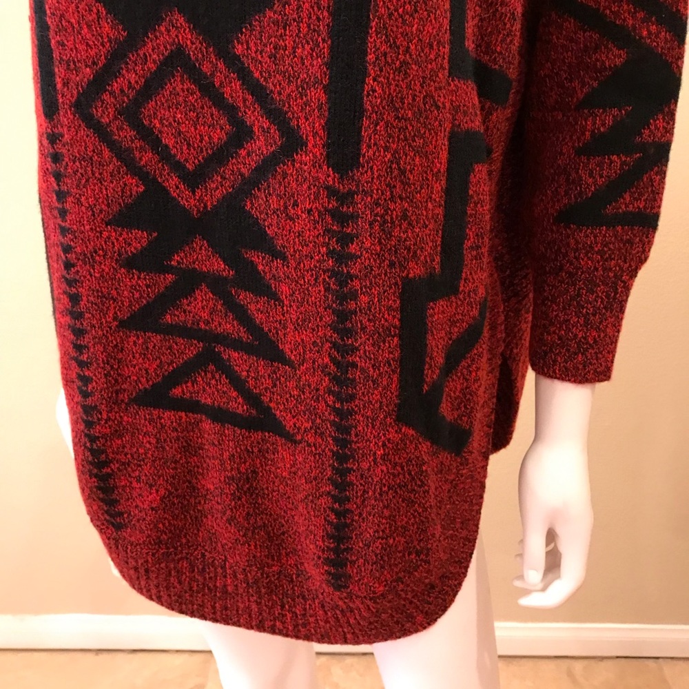 Express Red and Black Geometric Sweater, Size M - Picture 10 of 11